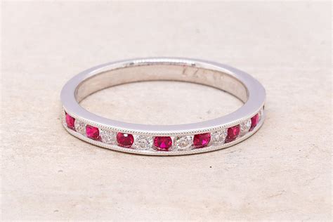 18ct White Gold Ruby & Diamond Band – Rare Jewellery Design