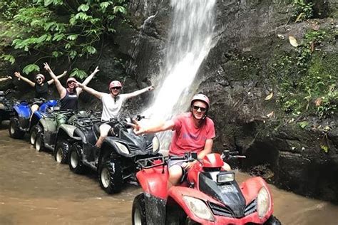 ATV Quad Bike Through Tunnel And Waterfall In Bali Ubud Indonesia