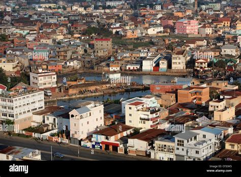 City view of the housing and architecture of Antananarivo, Madagascar ...