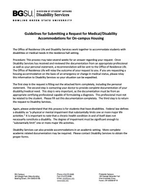 Fillable Online Bgsu Guidelines For Submitting A Request For Medical