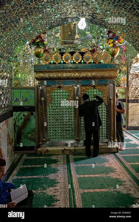 Man Praying Holy Shrine Of Imamzadeh Hilal Ibn Ali In Aran Va Bidgol