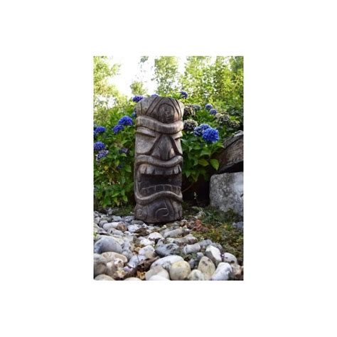 Statue Tiki Mauri cendré 100 cm Totem pour déco jardin Jardinex