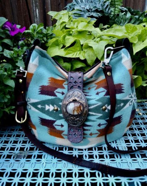 Native American Style Tote Leather Purse Pendleton Wool Etsy