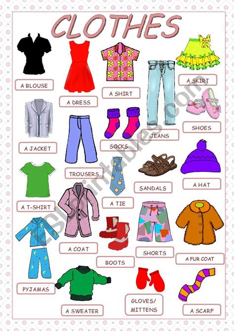 Clothes Esl Worksheet By Alyona C