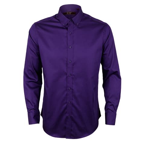 Button Down Collar Plain Long Sleeve Shirt Purple David Wej Nigeria