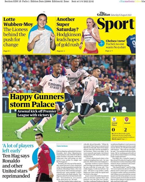 Capa Jornal Guardian Sport 6 Agosto 2022 Capasjornaispt