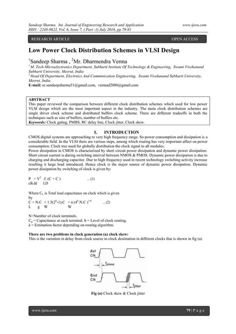 Low Power Clock Distribution Schemes In Vlsi Design Pdf