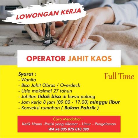 Lowongan Kerja Operator Apeka Konveksi Kaos Solo Info Loker Solo