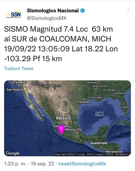 Fotonota Se confirma temblor de 7 4 con epicentro en Michoacán