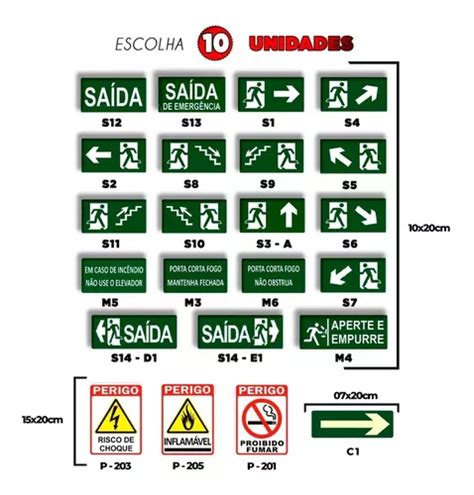 Kit Placas Sinaliza O De Emerg Ncia Fotoluminescente