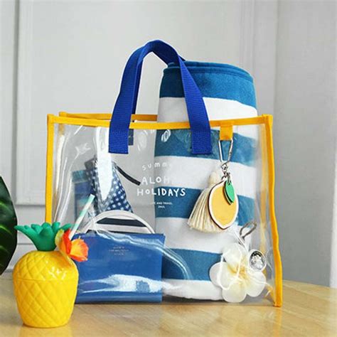 PVC Transparent Beach Bags Totes Summer Waterproof Women Handbags Large