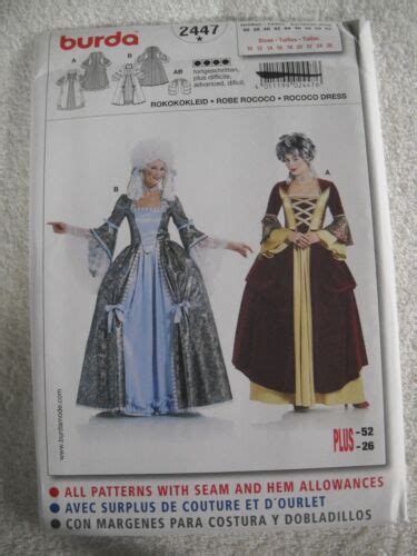 Burda Misses Marie Antoinette Rococo Costume Sewing Pattern Sz