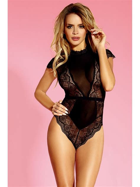 Lace And Sheer Teddy Bodysuit Lingerie With Halter Neck Style Qlocherie