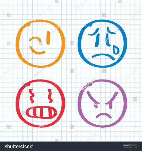 Modern Outline Style Emoji Icons Collection เวกเตอร์สต็อก ปลอดค่า