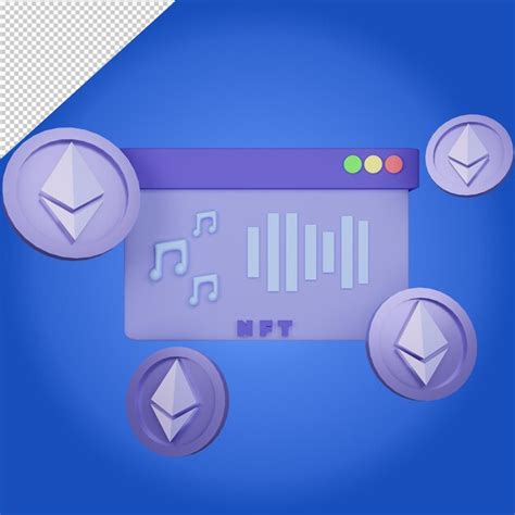 Premium Psd Music Or Sound Nft And Floating Ethereum Coin Concept 3d