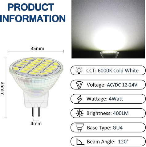 Mr11 Gu4 12v Led 4w Cool White 6000k 120 35mm Mr11 35w 54 Off