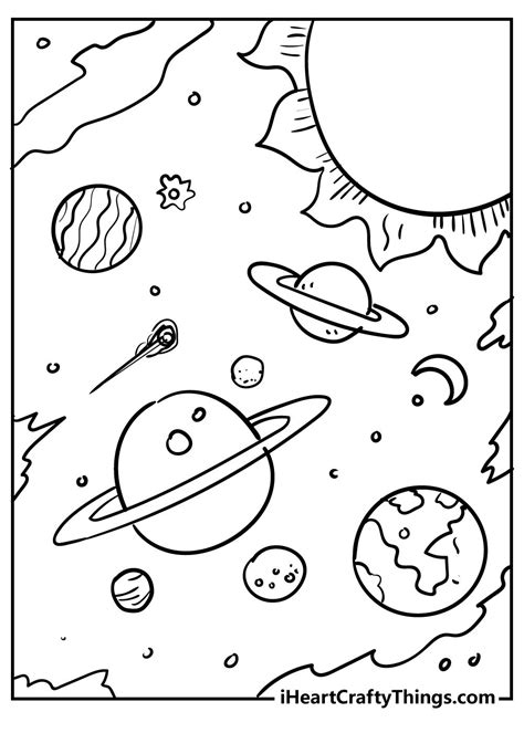 the solar system coloring page with planets and stars in space, as well ...