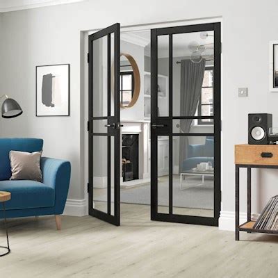 Black City Urban Industrial Clear Glass Internal Door Sterlingbuild