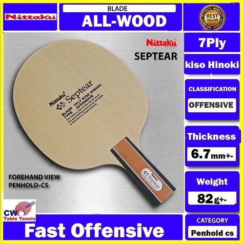 Nittaku Septear Cs Kiso Hinoki All Wood Blade Table Tennis Paddle Bat