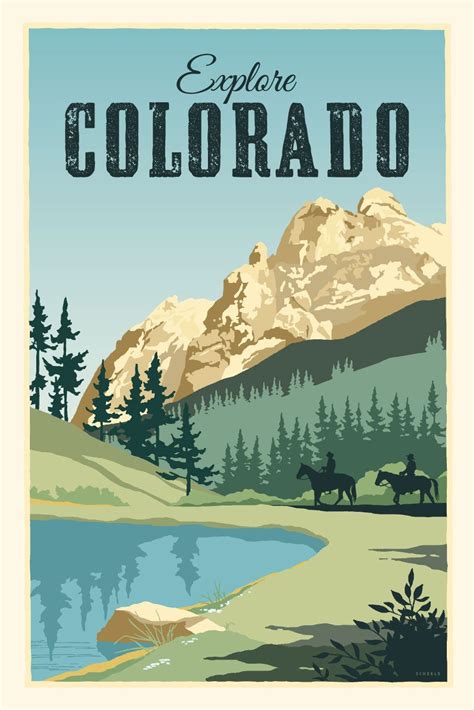 Explore Colorado Vintage Style Travel Poster Colorado Travel Poster