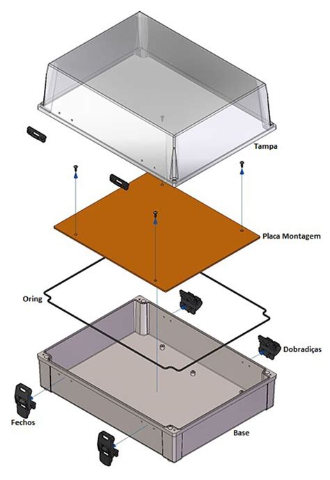 Caixa Plástica Transparente Dobradiça IP66 350x260x170mm A