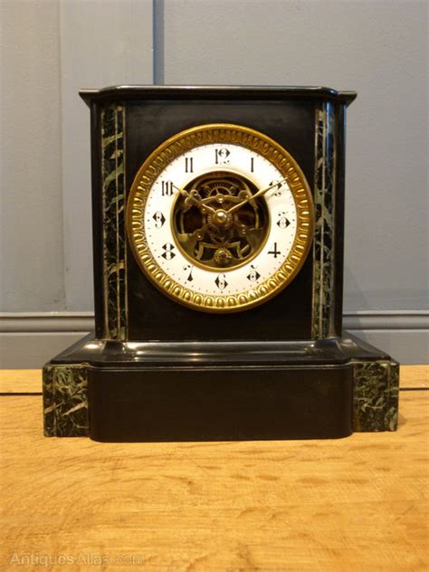 Antiques Atlas Slate Mantel Clock Visible Escapement