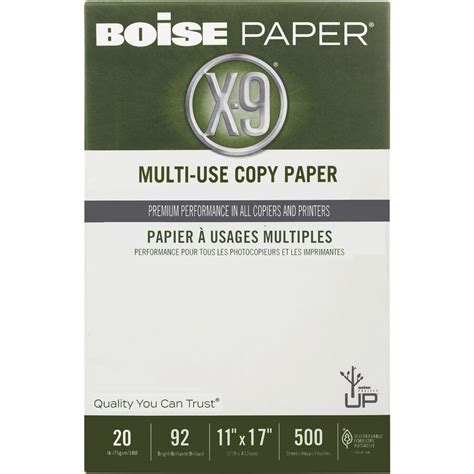 Boise X 9 Multi Use Copy Paper 11 X 17 Ledger 92 Bright White 20 Lb 5 Ream Carton 2500