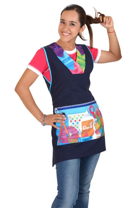 Mandiles Para Maestras De Primaria En Color Azul Moda Claus UNITALLA