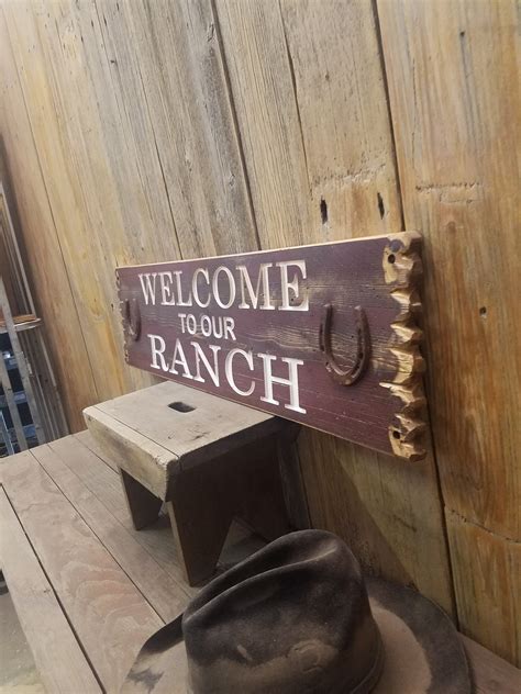 Welcome To Our Ranch Rustic Carved Wood Sign Western Décor Bunk House