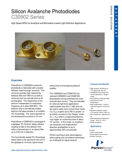 C Datasheet Silicon Avalanche Photodiodes