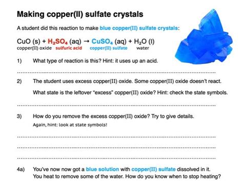 Making Copper Sulfate Insoluble Base Worksheet Edexcel Igcse 9 1 Chemistry Teaching Resources