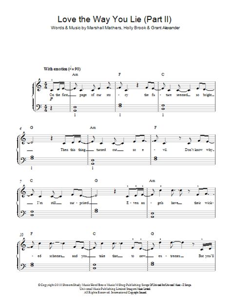 Love The Way You Lie Part Ii Sheet Music Direct