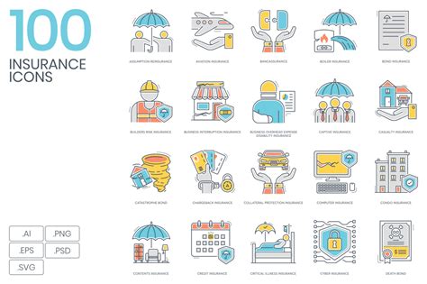 Item 100 Insurance Color Line Icons By Krafted Shared By G4ds