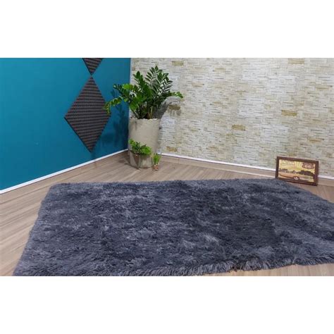 Tapete Peludo Felpudo Sala Quarto Shaggy Luxo 100X150 Cinza No Shoptime