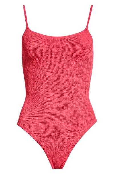 Hunza G Pamela Crinkle One Piece Swimsuit In Pink Modesens