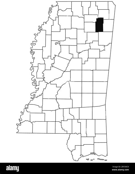 Map Of Lee County In Mississippi State On White Background Single