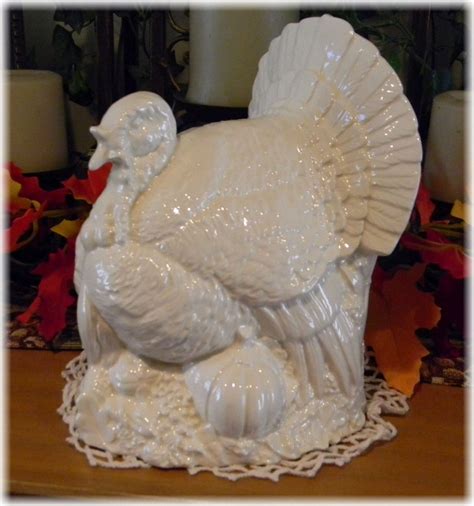 Turkey Centerpiece Large table top Handmade White Glazed