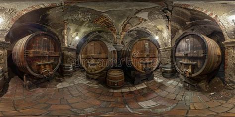 A Comprehensive 360 Degree Look At Numerous Wine Barrels Stored In A