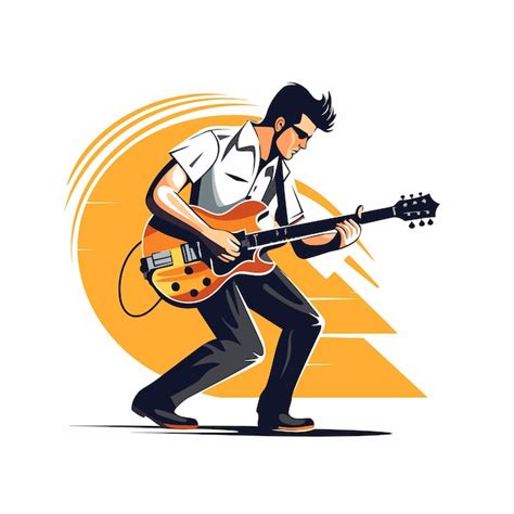 Guitarrista tocando la guitarra eléctrica ilustración vectorial en