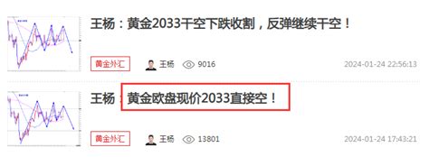 王杨：黄金2033空大跌收割，反弹2020继续空！中金在线财经号