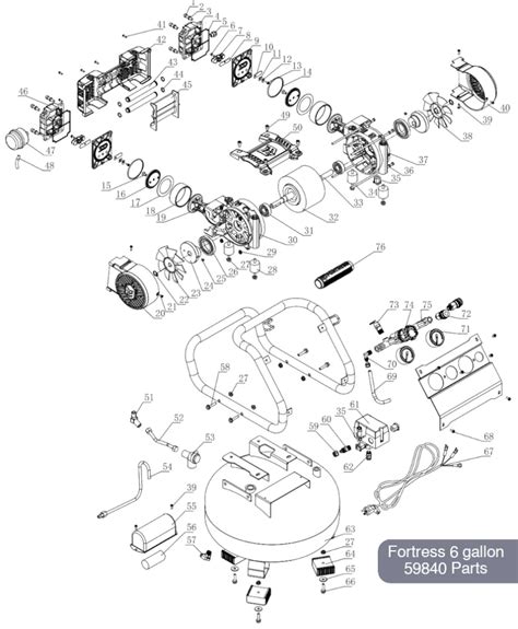 FORTRESS 6 Gallon Air Compressor Parts 59840 AirCompressorA