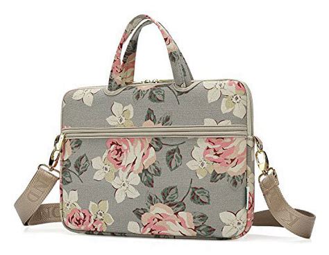 Kayond White Rose Patten Water Resistant Laptop Shoulder Messenger Bag