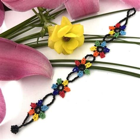 Pulsera De Chaquiras Flores Multicolor Albor Arte Mx