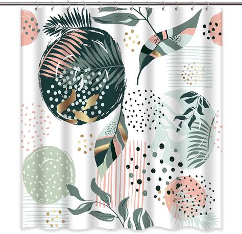 Loyapobo Sage Green Shower Curtain Boho Abstract Mid