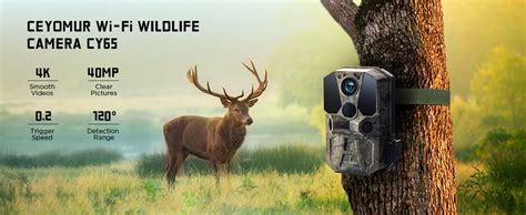 CEYOMUR Wildlife Camera 4K 40MP WiFi Bluetooth Trail Camera With 120