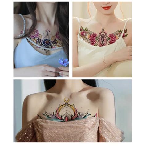 Women Sexy Temporary Chest Tattoo Hot Fake Waterproof Flower Stickers Body Party Eur 175