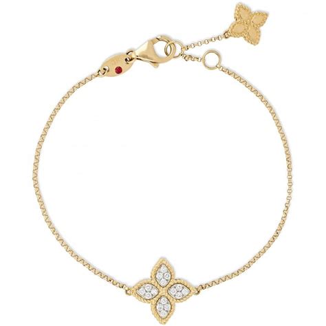 Roberto Coin Princess Flower Yellow Gold Diamond Bracelet Adr Br Y