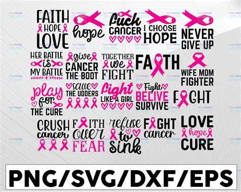 Cancer Awareness Svg Bundle Breast Cancer Svg Cut Files Pink Ribbon