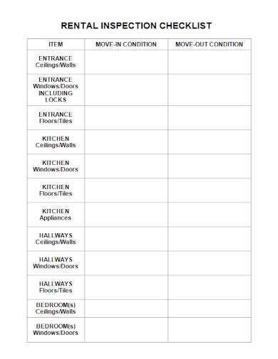 Free 10 Rental Inspection Checklist Samples Property House Safety