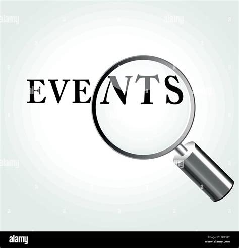 Vector Illustration Of Events Concept With Magnifying Stock Vector